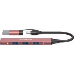  Canyon hub DS-02 4in1 USB-A/C Pink (CNS-TDS02P)