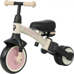 Детский велосипед QPlay Stager 3 в 1 з ручкою, біговел, Beige-Pink (T80STAGERBeigePink) - Картинка 3