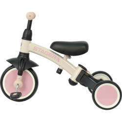 Детский велосипед QPlay Stager 3 в 1 з ручкою, біговел, Beige-Pink (T80STAGERBeigePink) - Картинка 4
