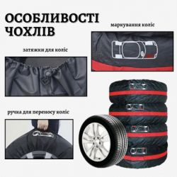 Чохол для зберігання автомобільних коліс Poputchik М R14-17, 4 шт (16-001/4шт) - Картинка 2