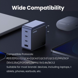 Зарядное устройство UGREEN 4xUSB 100W (3xUSB-C+USB-A) Gan Nexode Fast Charger Grey X565 (35043) - Картинка 2