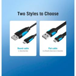 Дата кабель USB 2.0 AM to Micro 5P 0.5m Black Vention (VAS-A08-B050) - Картинка 10