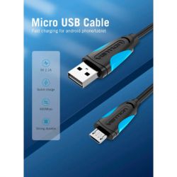 Дата кабель USB 2.0 AM to Micro 5P 0.5m Black Vention (VAS-A08-B050) - Картинка 2