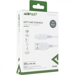 Дата кабель USB 2.0 AM to Lightning 1.2m 2.4A TPE C3-02 White Acefast (6974316280835) - Картинка 3