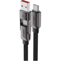 Дата кабель USB-C + USB-A to USB-C 1.2m 3.0A zink alloy C13-04 Black Acefast (6974316282334) - Картинка 3