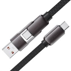 Дата кабель USB-C + USB-A to USB-C 1.2m 3.0A zink alloy C13-04 Black Acefast (6974316282334) - Картинка 4