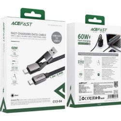 Дата кабель USB-C + USB-A to USB-C 1.2m 3.0A zink alloy C13-04 Black Acefast (6974316282334) - Картинка 5