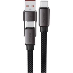 ���� ������ USB-C + USB-A to USB-C 1.2m 3.0A zink alloy C13-04 Black Acefast (6974316282334)