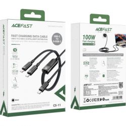 ���� ������ USB-C to 2xUSB-C 0.8m 100W Acefast (6974316280149) - �������� 6