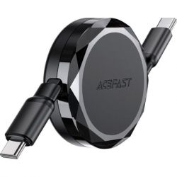 Дата кабель USB-C to USB-C 0.8m 60W dual retraction C13-03 Black Acefast (6974316280132) - Картинка 4