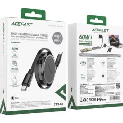 Дата кабель USB-C to USB-C 0.8m 60W dual retraction C13-03 Black Acefast (6974316280132) - Картинка 6