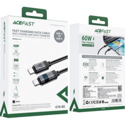 Дата кабель USB-C to USB-C 1.2m 60W digital display C15-03 Black Acefast (6974316283720) - Картинка 5