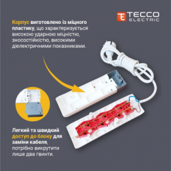 Мережевий подовжувач TECCO 1.5м 2 поста white (8681277843433) - Картинка 3