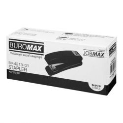 Степлер Buromax пластиковый JOBMAX, 15 листов, (скобы №24;26), 110 х 30 х 48 мм, черный (BM.4213-01) - Картинка 5