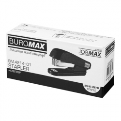 Степлер Buromax пластиковый JOBMAX, 20 листов, (скобы №24;26), 100 х 30 х 50 мм, черный (BM.4214-01) - Картинка 5