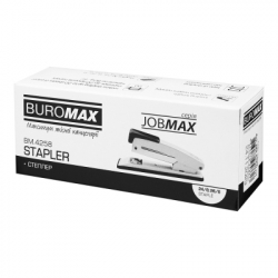 Степлер Buromax металлический, JOBMAX, 20 листов, (скобы №24;26), 112 х 44 х 34 мм, черный (BM.4258-01) - Картинка 5
