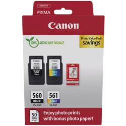  Canon PG-560/CL-561 BK+Color, + Photo Paper, Value Pack (3713C008)