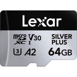 ����� ������ Lexar 64GB microSDXC class 10 UHS-I U3 V30 A2 Professional Silver (LMSSIPL064G-BNANG)