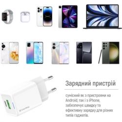 Зарядний пристрій ColorWay GaN Mini 35W PD Port PPS USB (Type-C PD + USB QC4.0) cable Type-C (CW-CHS055PDC-WT) - Картинка 12