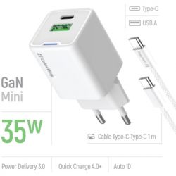 Зарядний пристрій ColorWay GaN Mini 35W PD Port PPS USB (Type-C PD + USB QC4.0) cable Type-C (CW-CHS055PDC-WT) - Картинка 7