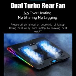 Подставка для ноутбука IceCoorel 10-15.6", 2*60mm 2800 RPM, USB2.0+LCD+speed control., 400x350x45mm (A3) - Картинка 5