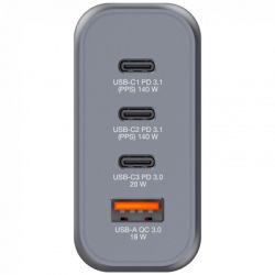 Зарядное устройство Verbatim GaN 140 W 4 ports (2xUSB-C-140 W,USB-C 20 W /USB-A -3.0) (32203) - Картинка 5
