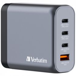   Verbatim GaN 140 W 4 ports (2xUSB-C-140 W,USB-C 20 W /USB-A -3.0) (32203)