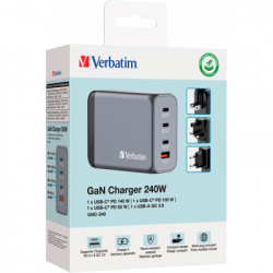 �������� ������� Verbatim GaN 240 W 4 ports (USB-C-140 W,USB-C-100 W,USB-C-65 W /USB-A -3.0) (32205) - �������� 4