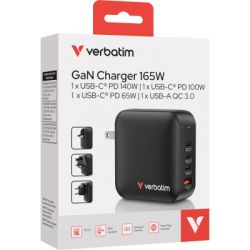   Verbatim MiniGaN 165 W 4 ports (3xUSB-C/1xUSB-A) (32216) -  4