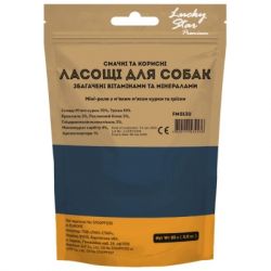 Ласощі для собак Lucky Star Міні-роли з м'яким м'ясом курки та тріски 1-2 см 85 г (4820111434176) - Картинка 3