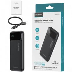 Батарея універсальна Choetech 10000mAh 22.5W, PD, QC/3.0, USB-A, USB-C, Black (B728-CCBK) - Картинка 3