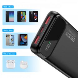 Батарея універсальна Choetech 10000mAh 22.5W, PD, QC/3.0, USB-A, USB-C, Black (B728-CCBK) - Картинка 4