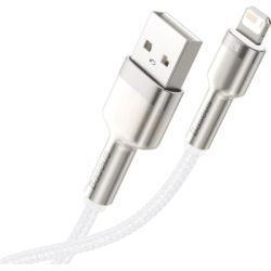 Дата кабель USB 2.0 AM to Lightning 1.0m Cafule Series Metal 2.4A White Baseus (CALJK-A02) - Картинка 4