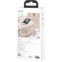 Дата кабель USB 2.0 AM to Lightning 1.0m Cafule Series Metal 2.4A White Baseus (CALJK-A02) - Картинка 9
