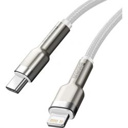 Дата кабель USB-C to Lightning 1.0m Cafule Metal PD 20W white Baseus (CATLJK-A02) - Картинка 4