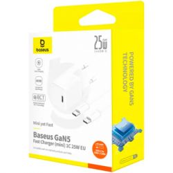 Зарядное устройство Baseus GaN5 Fast Charger USB-C 25W + Cable Type-C 100W white (P10110909213-01) - Картинка 5