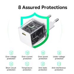 Зарядний пристрій Baseus Palm Fast Charger 1C 30W + Cable 1.0m Type-C 60W white (P10111605213-01) - Картинка 7