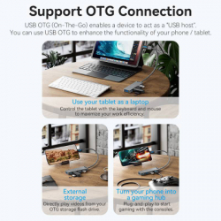 Концентратор Vention USB 3.0 to 4xUSB 3.0 Hub With Power Supply 0.15m black (CHLBB) - Картинка 10