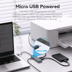 Концентратор Vention USB 3.0 to 4xUSB 3.0 Hub With Power Supply 0.15m black (CHLBB) - Картинка 6