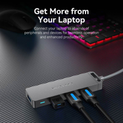 Концентратор Vention USB 3.0 to 4xUSB 3.0 Hub With Power Supply 0.15m black (CHLBB) - Картинка 9