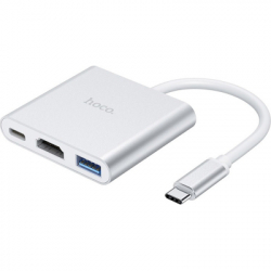 ������������ HOCO USB-C to USB3.0+HDMI+PD HB14 Silver (6931474725790)