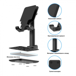Підставка до планшета Dynamode smartphones/tablets 4-13 inches (Phone Stand black) - Картинка 9