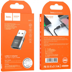 Перехідник UA17 USB M to USB-C F USB2.0 Black HOCO (6931474762009) - Картинка 4