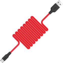 Дата кабель USB 2.0 AM to USB-C 1.0m 2A silicone X21 black+red HOCO (6957531071419) - Картинка 2