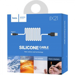 Дата кабель USB 2.0 AM to USB-C 1.0m 2A silicone X21 black+white HOCO (6957531071402) - Картинка 4