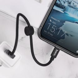 Дата кабель USB 2.0 AM to USB-C 0.25m 3A nylon X35 black HOCO (6931474707451) - Картинка 4