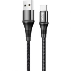   USB 2.0 AM to USB-C 1.0m 3A nylon X50 black HOCO (6931474734235)