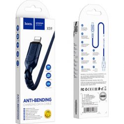 Дата кабель USB 2.0 AM to Lightning 1.0m 2.4A nylon X59 blue HOCO (6931474744883) - Картинка 3