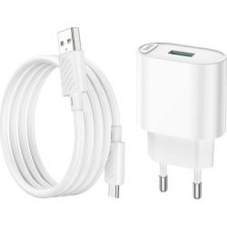 �������� ������� HOCO C109A Fighter USB QC3.0 + cable Micro 5P White (6931474784827) - �������� 3