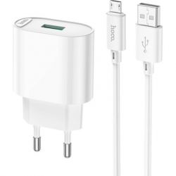 �������� ������� HOCO C109A Fighter USB QC3.0 + cable Micro 5P White (6931474784827)